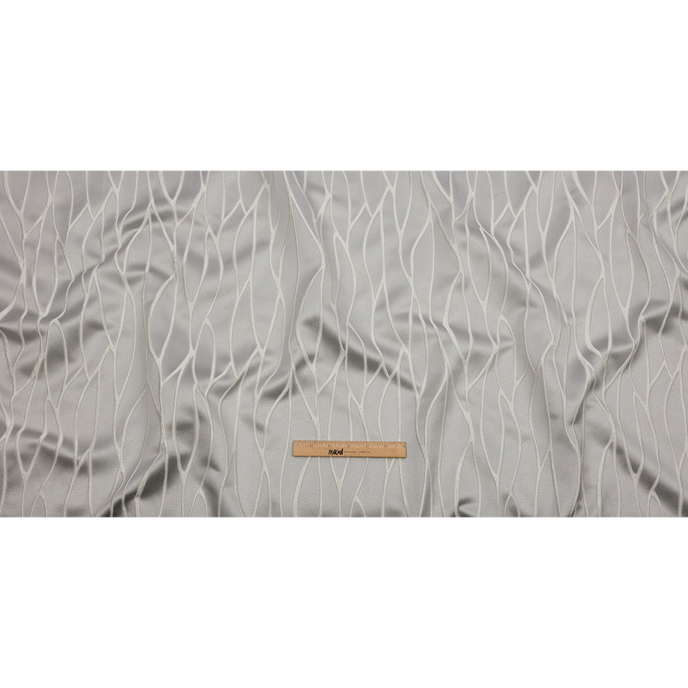 Satin-Faced Drapery Jacquard - Silver Rippling Lines - British Imported Full