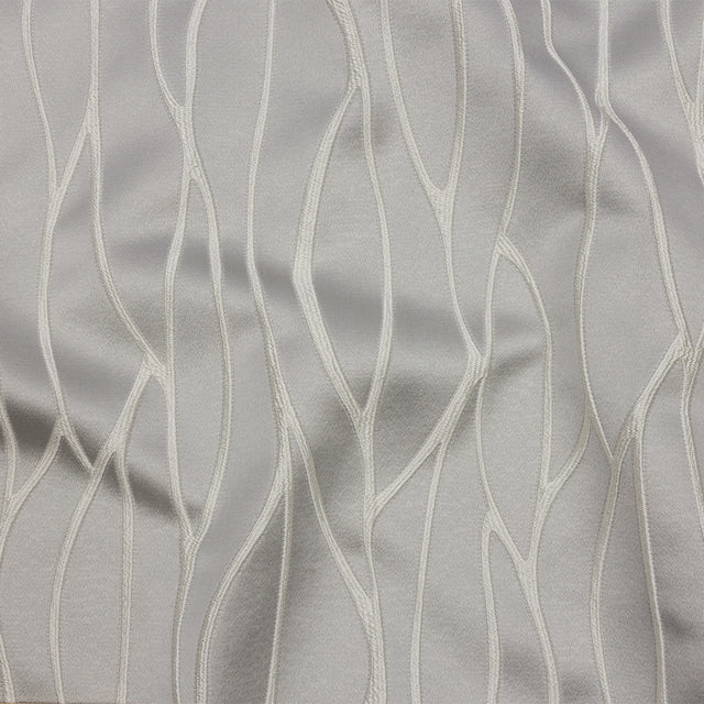 Satin-Faced Drapery Jacquard - Silver Rippling Lines - British Imported