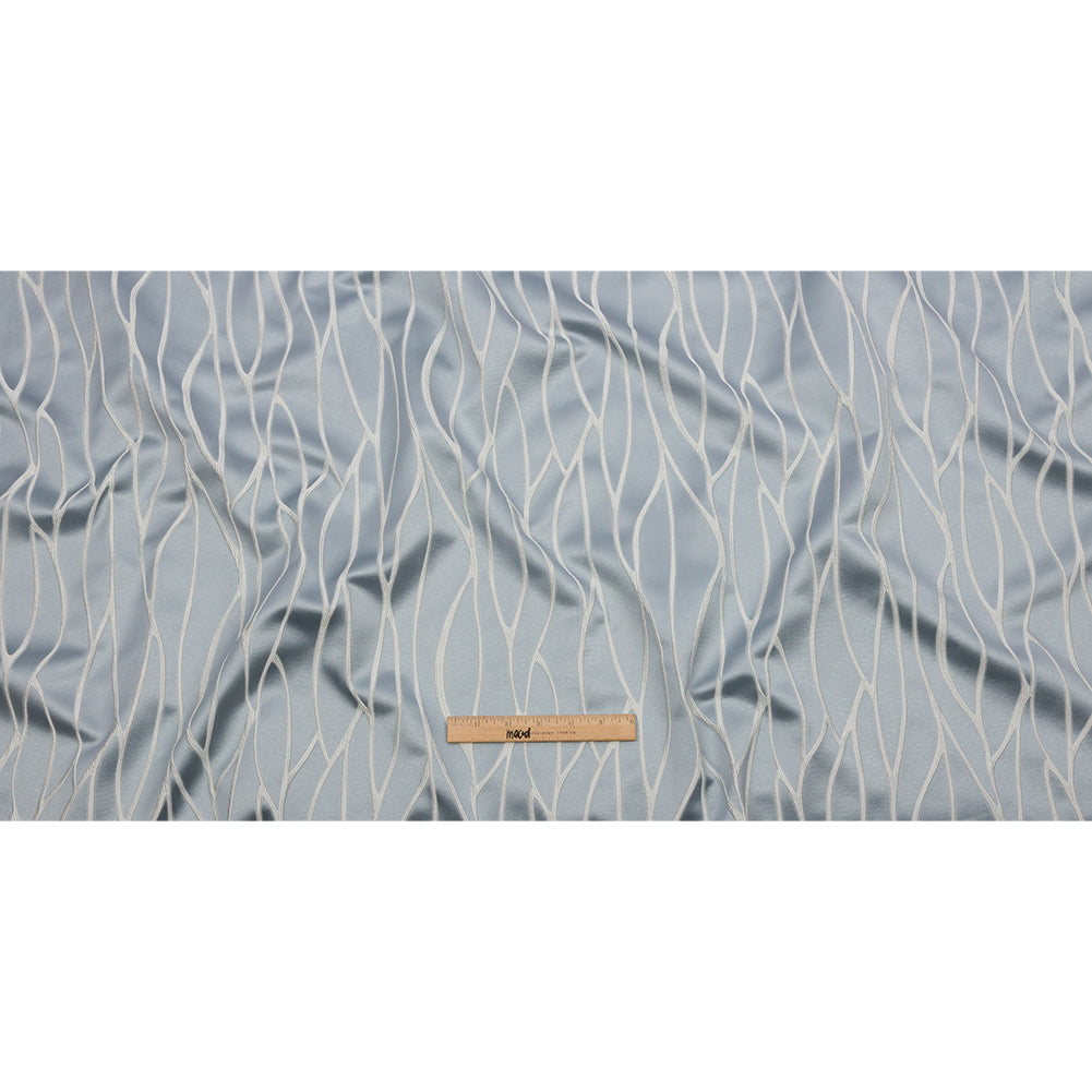 Satin-Faced Drapery Jacquard - Wedgewood Rippling Lines - British Imported Full