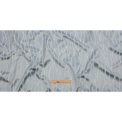 Satin-Faced Drapery Jacquard - Wedgewood Rippling Lines - British Imported Full