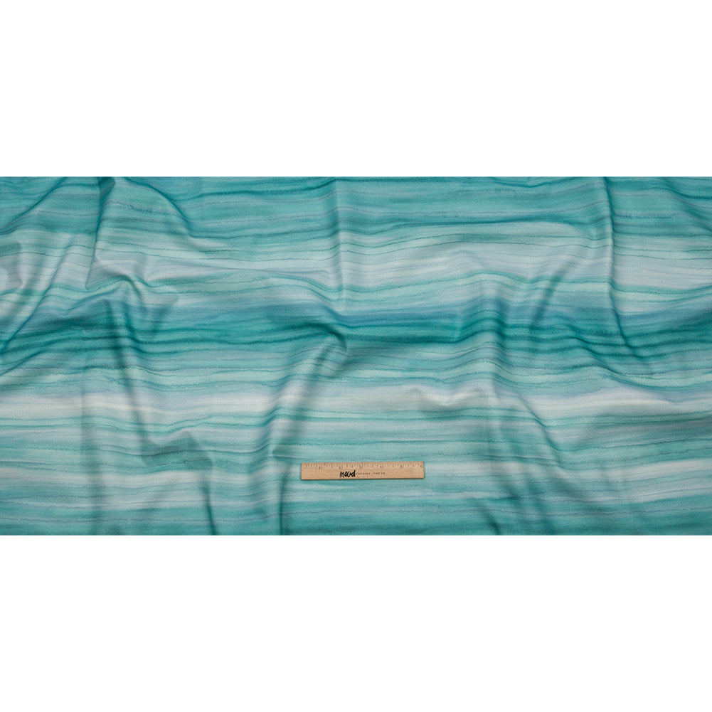 Cotton Canvas Print - Verdigris Painterly Stripes - British Imported Full