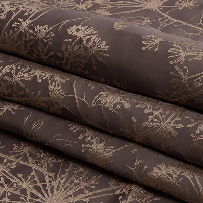 Satin-Faced Drapery Jacquard - Mocha Fennel Flowers - British Imported Folded