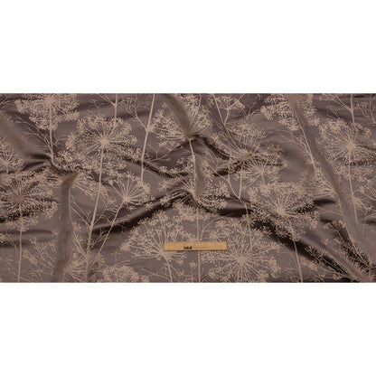 Satin-Faced Drapery Jacquard - Mocha Fennel Flowers - British Imported Full