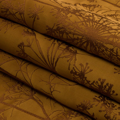Satin-Faced Drapery Jacquard - Yellow Ochre Fennel Flowers - British Imported Folded