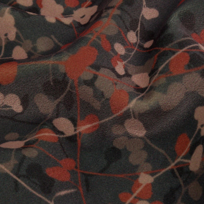 Printed Polyester Velvet - Mole Berry Vines - British Imported Detail
