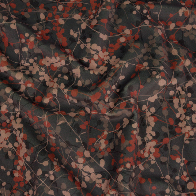 Printed Polyester Velvet - Mole Berry Vines - British Imported
