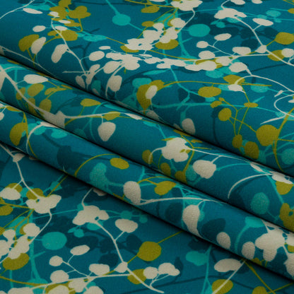 Printed Polyester Velvet - Peacock Berry Vines - British Imported Folded