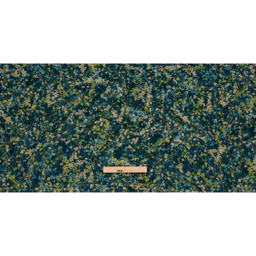 Printed Polyester Velvet - French Navy Berry Vines - British Imported Full