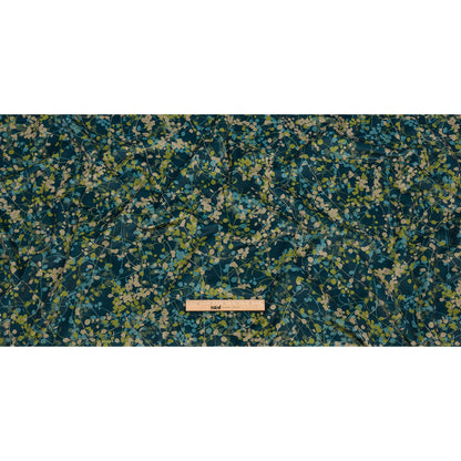 Printed Polyester Velvet - French Navy Berry Vines - British Imported Full