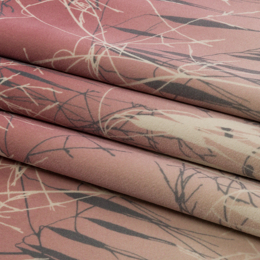 Printed Polyester Velvet - Shell Meadow Grass Ombre - British Imported Folded