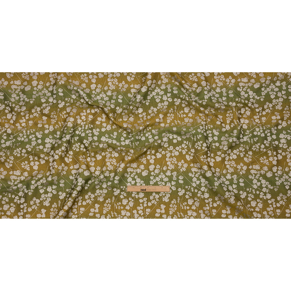 Drapery Jacquard - Olive Ombre Stripes and Little Flowers - British Imported Full