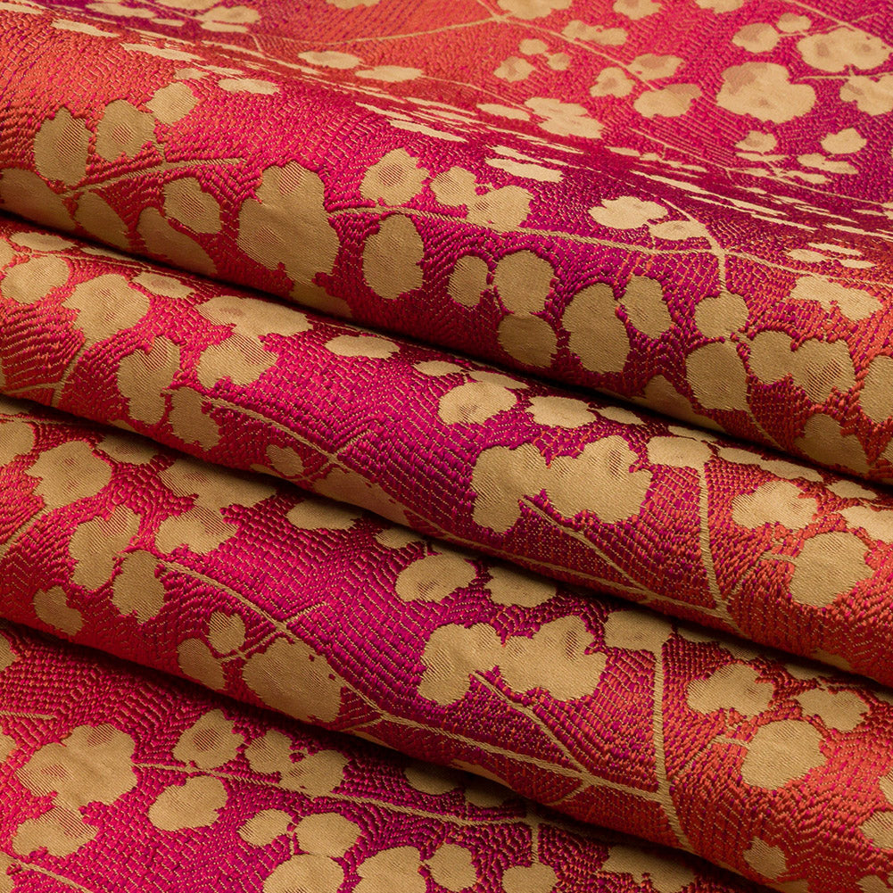 Drapery Jacquard - Sunset Ombre Stripes and Little Flowers - British Imported Folded