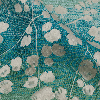 Drapery Jacquard - Verdigris Ombre Stripes and Little Flowers - British Imported Detail