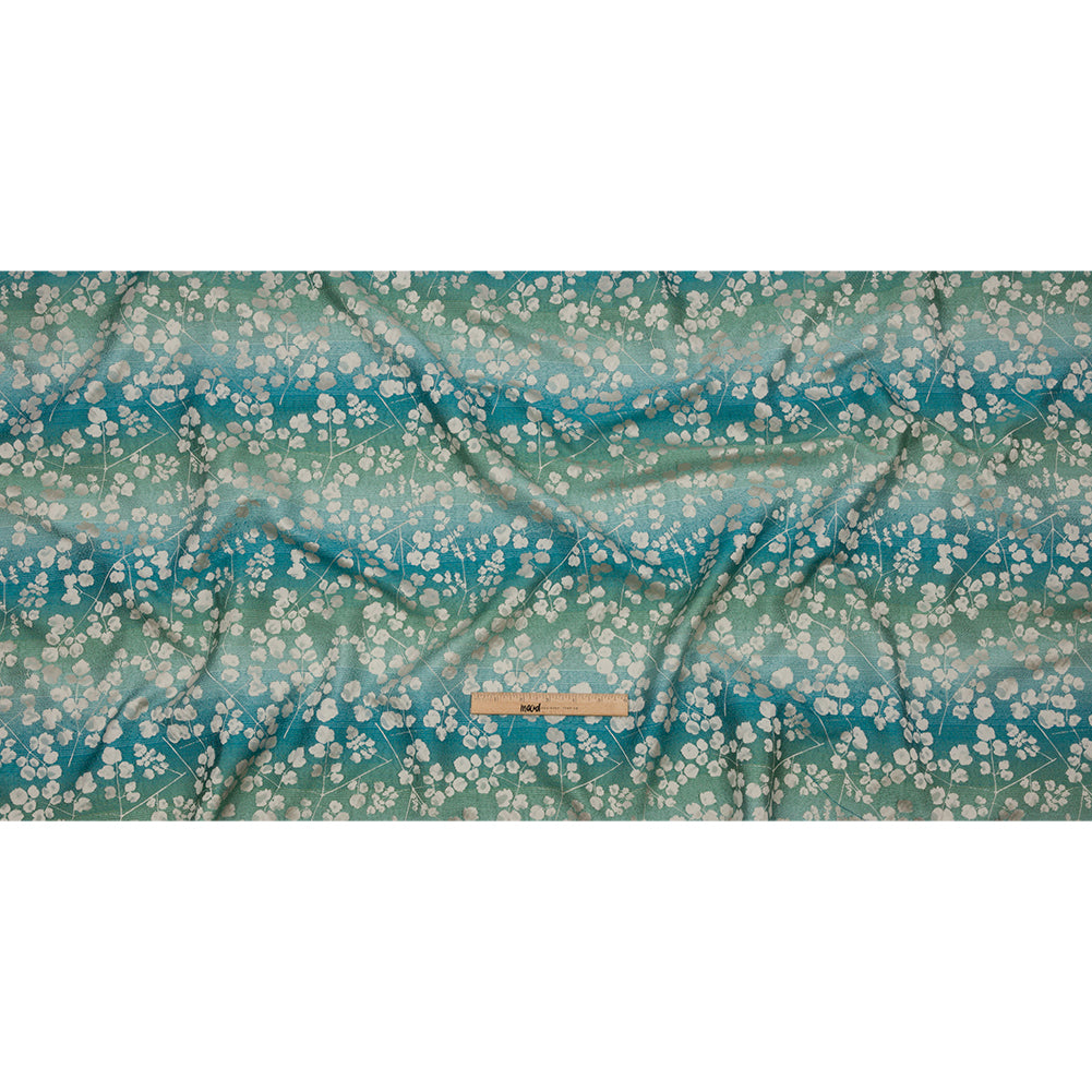 Drapery Jacquard - Verdigris Ombre Stripes and Little Flowers - British Imported Full