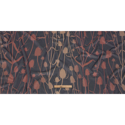 Printed Polyester Velvet - Shell Thistle Stems - British Imported Full
