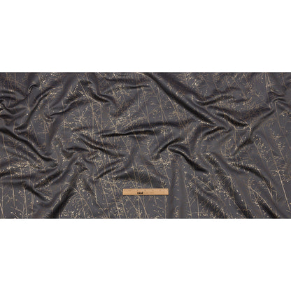Metallic Satin-Faced Drapery Jacquard - Mole Delicate Grasses - British Imported Full