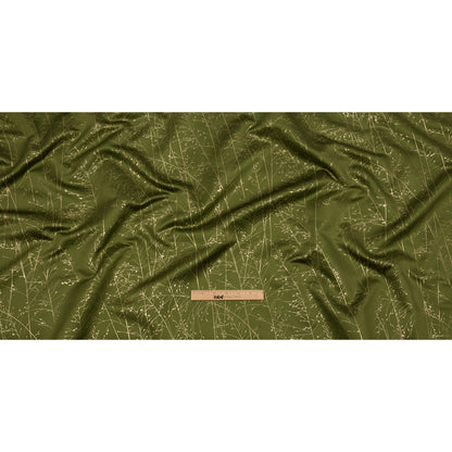 Metallic Satin-Faced Drapery Jacquard - Olive Delicate Grasses - British Imported Full