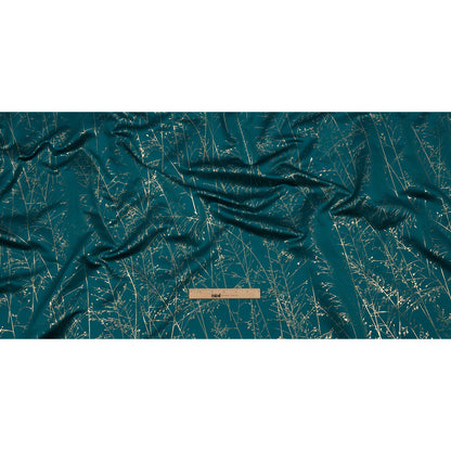 Metallic Satin-Faced Drapery Jacquard - Peacock Delicate Grasses - British Imported Full