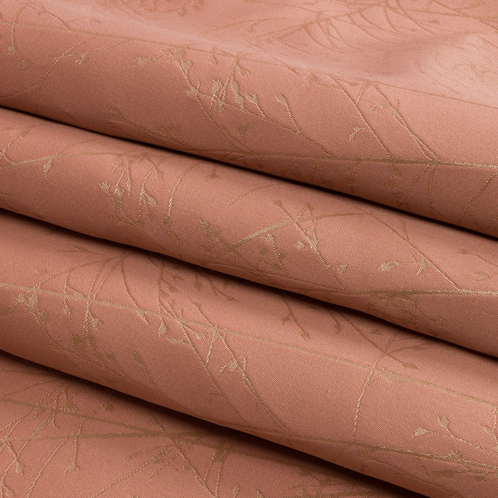Metallic Satin-Faced Drapery Jacquard - Shell Delicate Grasses - British Imported Folded