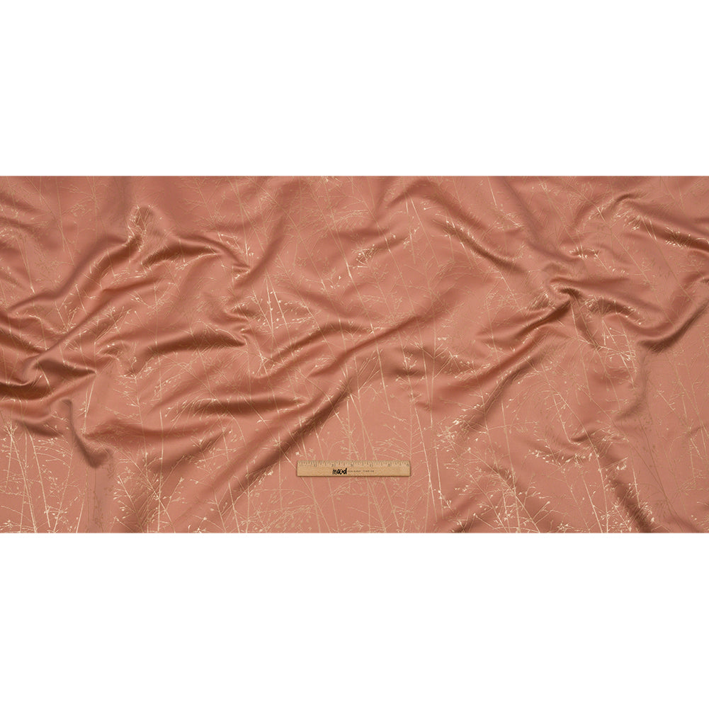 Metallic Satin-Faced Drapery Jacquard - Shell Delicate Grasses - British Imported Full