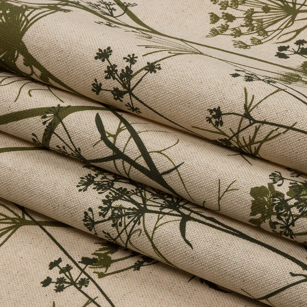 Cotton and Linen Canvas Print - Olive Chervil Silhouettes - British Imported Folded