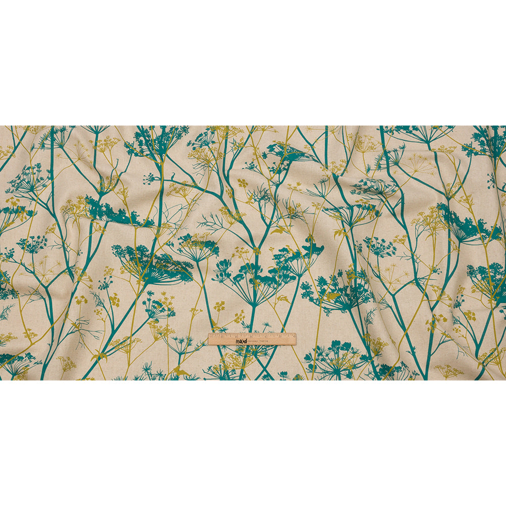 Cotton and Linen Canvas Print - Peacock Chervil Silhouettes - British Imported Full