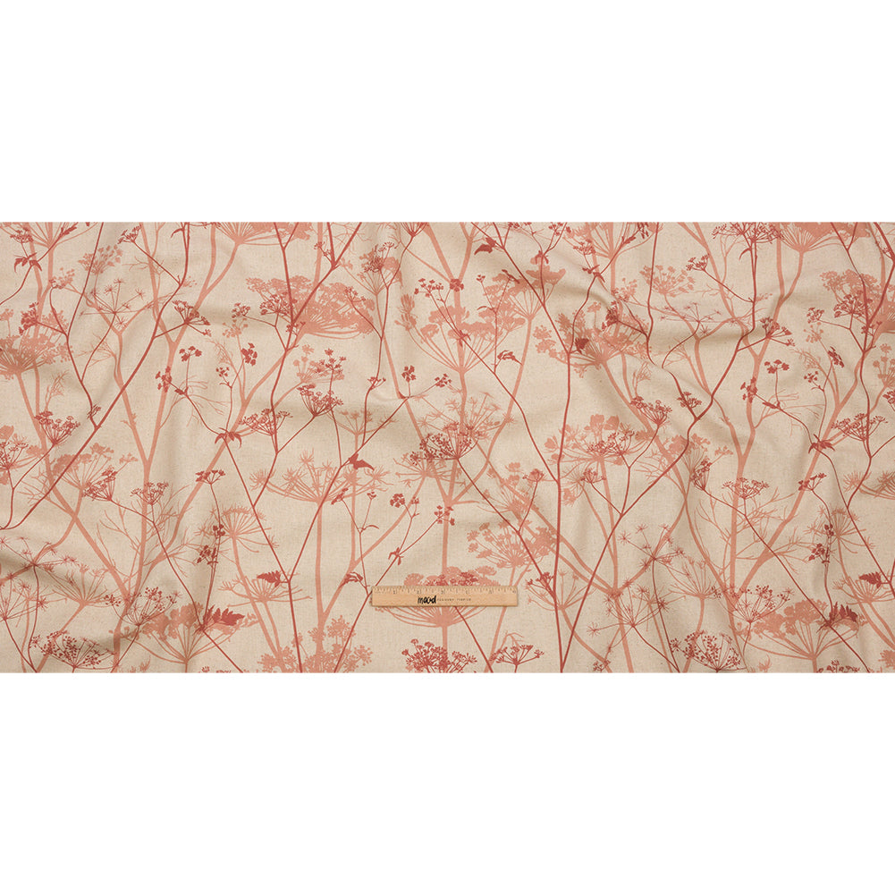 Cotton and Linen Canvas Print - Terracotta Chervil Silhouettes - British Imported Full