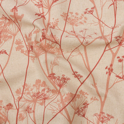 Cotton and Linen Canvas Print - Terracotta Chervil Silhouettes - British Imported