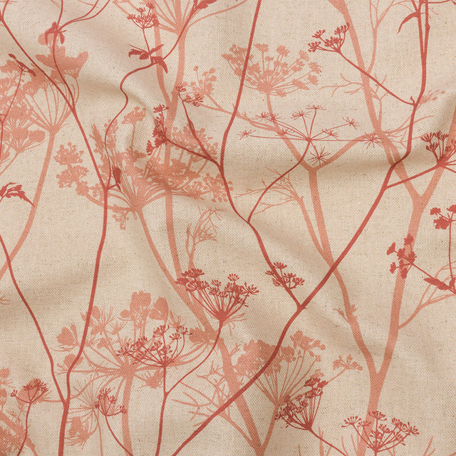 Cotton and Linen Canvas Print - Terracotta Chervil Silhouettes - British Imported