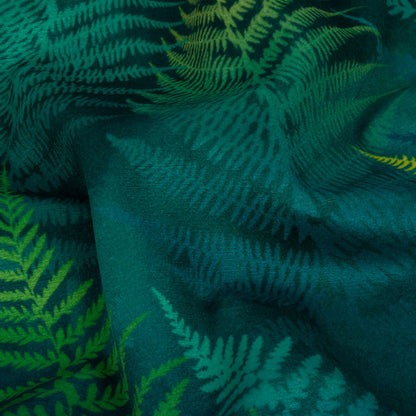 Printed Polyester Velvet - Peacock Foggy Ferns - British Imported Detail