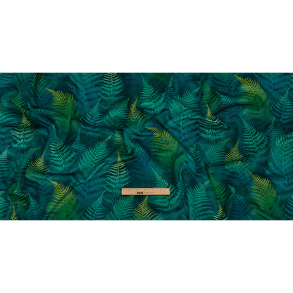 Printed Polyester Velvet - Peacock Foggy Ferns - British Imported Full