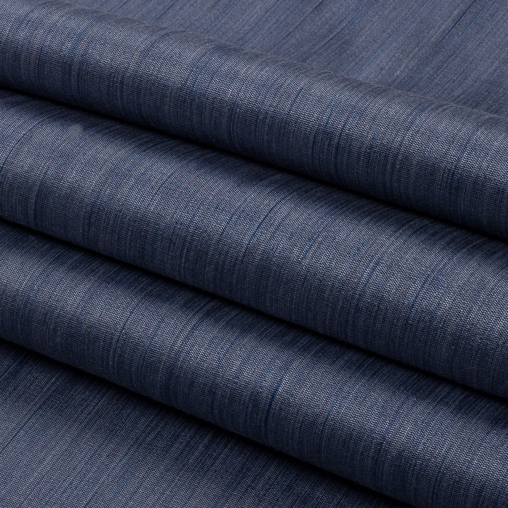 Recycled Polyester Bengaline - Denim Striations - British Imported Folded