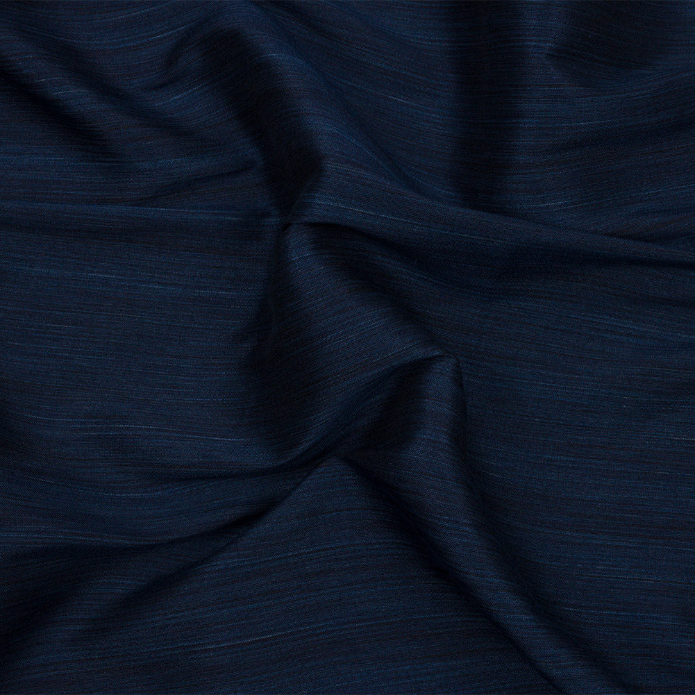 Recycled Polyester Bengaline - Navy Striations - British Imported