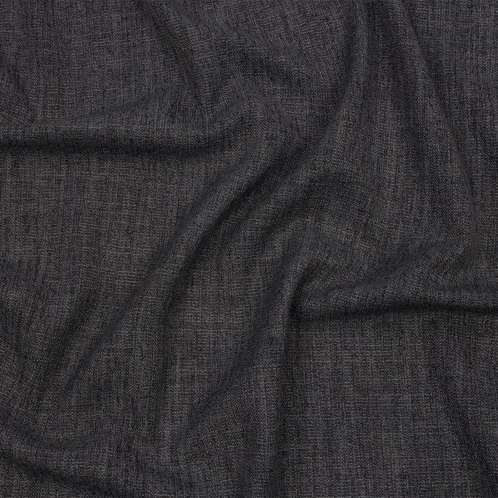 Soft Textured Recycled Polyester Drapery Woven - Charcoal - British Imported