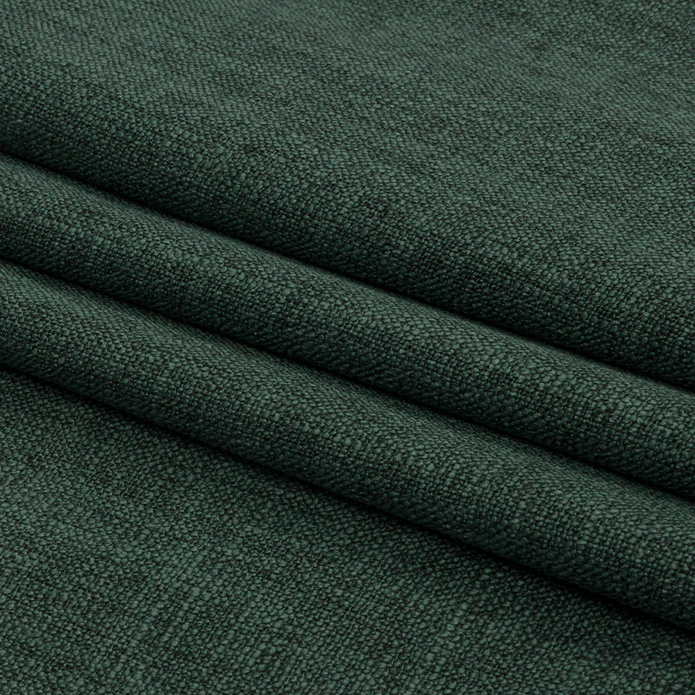 Soft Textured Recycled Polyester Drapery Woven - Emerald - British Imported Folded