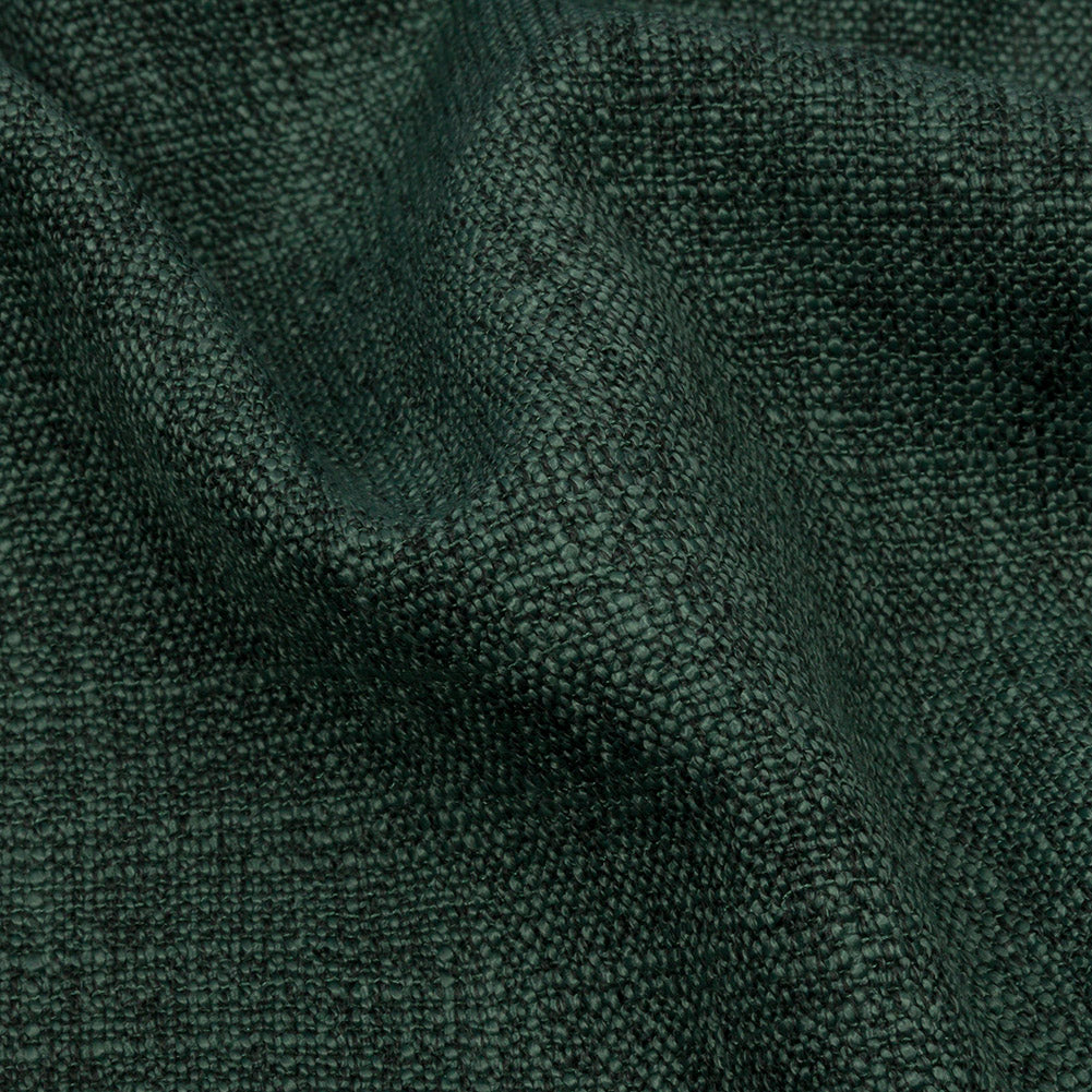 Soft Textured Recycled Polyester Drapery Woven - Emerald - British Imported Detail