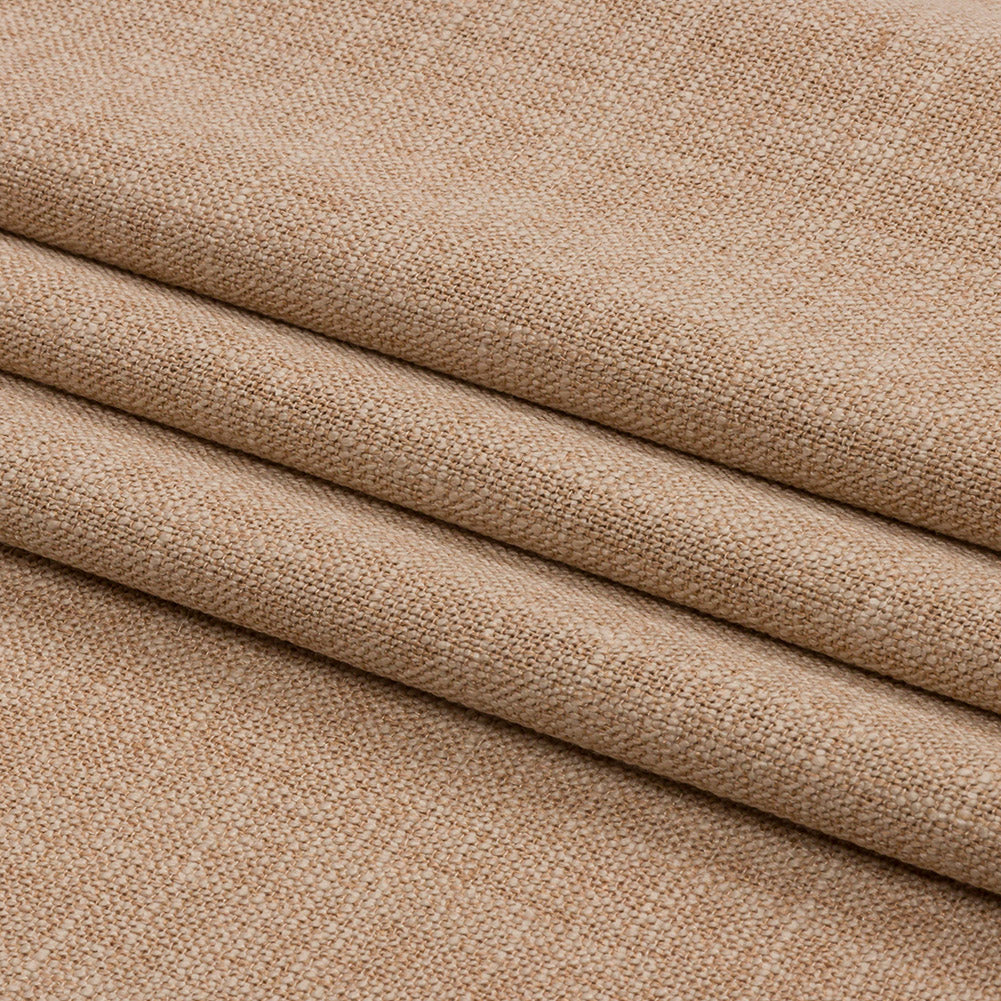 Soft Textured Recycled Polyester Drapery Woven - Fawn - British Imported Folded