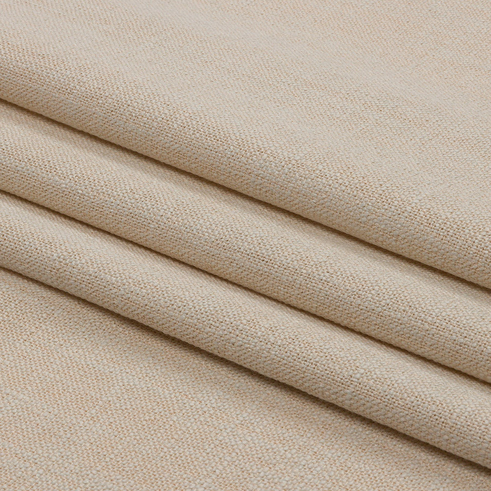 Soft Textured Recycled Polyester Drapery Woven - Ivory - British Imported Folded