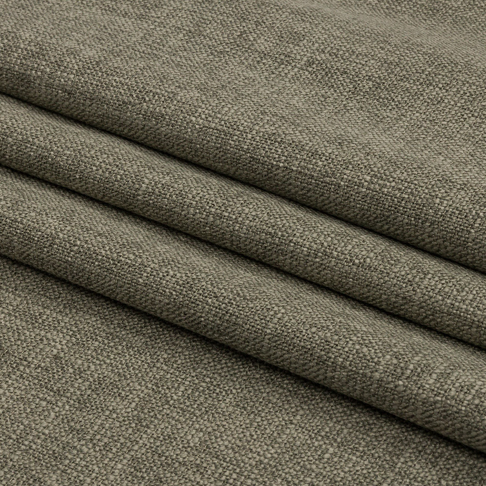 Soft Textured Recycled Polyester Drapery Woven - Olive - British Imported Folded