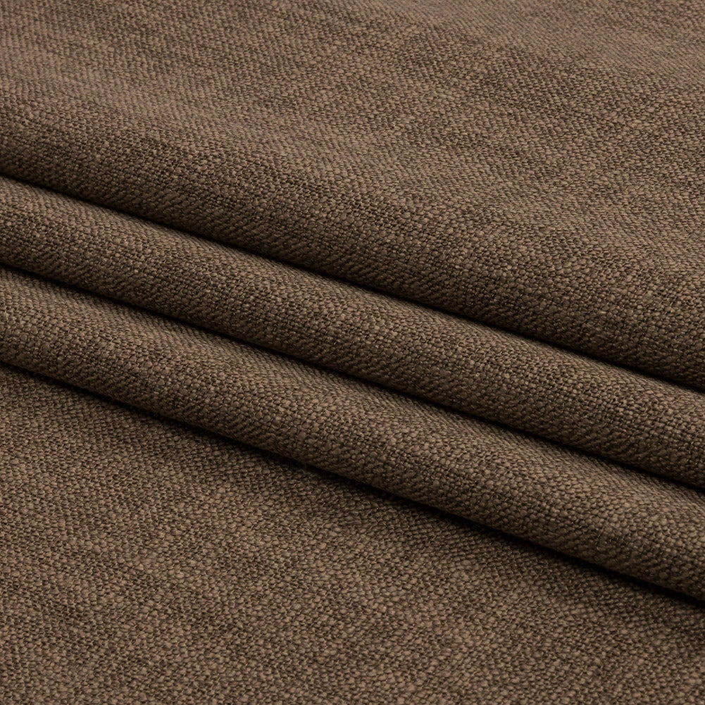 Soft Textured Recycled Polyester Drapery Woven - Otter - British Imported Folded