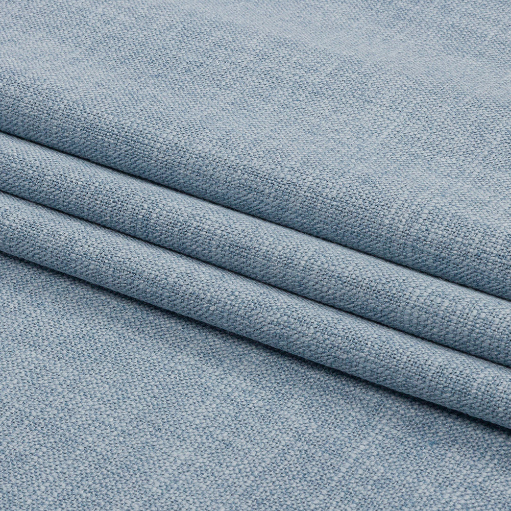 Soft Textured Recycled Polyester Drapery Woven - Sky - British Imported Folded