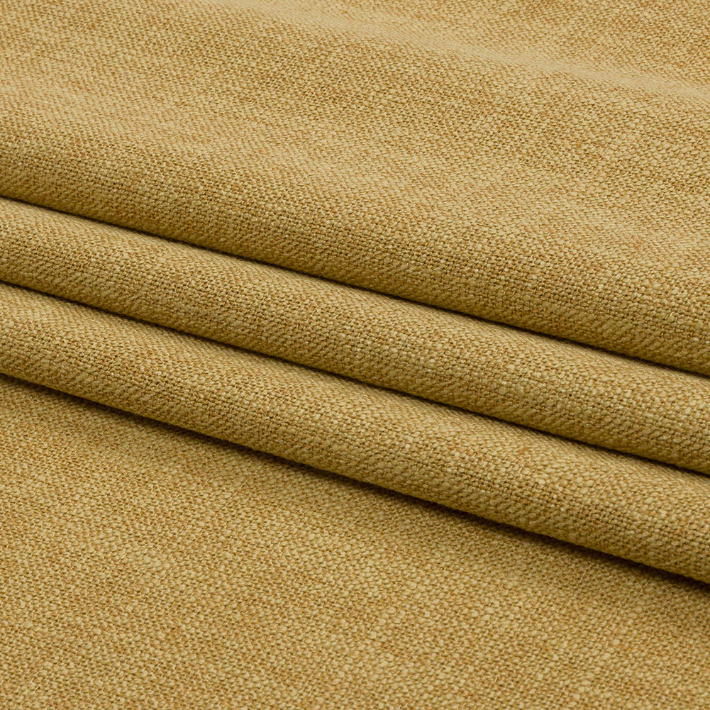Soft Textured Recycled Polyester Drapery Woven - Sunflower - British Imported Folded