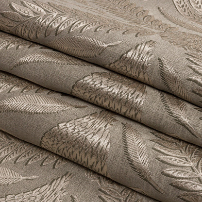 Metallic Drapery Jacquard - Pebble Flamingos and Flowers - British Imported Folded