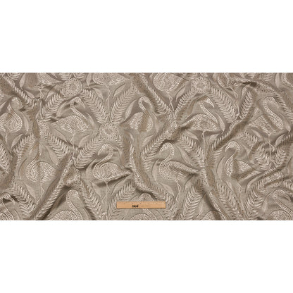 Metallic Drapery Jacquard - Pebble Flamingos and Flowers - British Imported Full