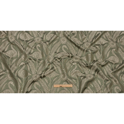 Metallic Drapery Jacquard - Sage Flamingos and Flowers - British Imported Full
