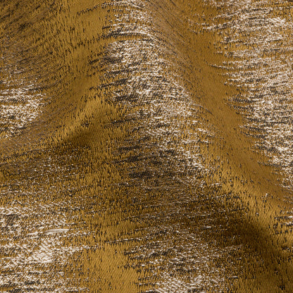 Satin-Faced Metallic Drapery Jacquard - Ochre Ikat Stripes - British Imported Detail