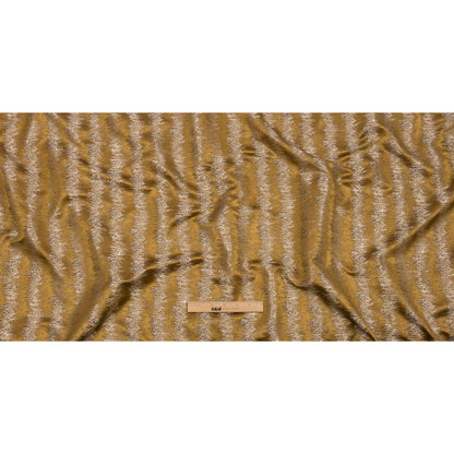 Satin-Faced Metallic Drapery Jacquard - Ochre Ikat Stripes - British Imported Full