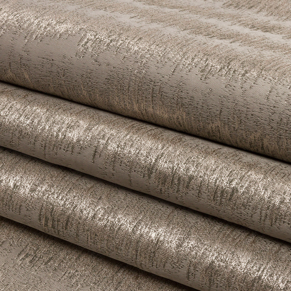 Satin-Faced Metallic Drapery Jacquard - Pebble Ikat Stripes - British Imported Folded