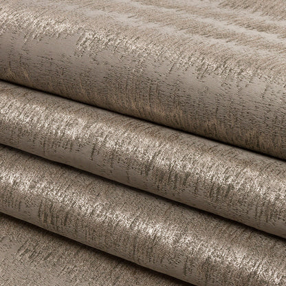 Satin-Faced Metallic Drapery Jacquard - Pebble Ikat Stripes - British Imported Folded