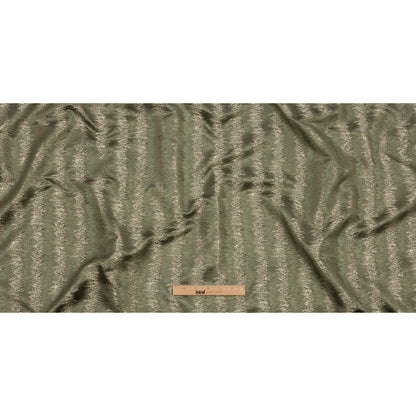 Satin-Faced Metallic Drapery Jacquard - Sage Ikat Stripes - British Imported Full